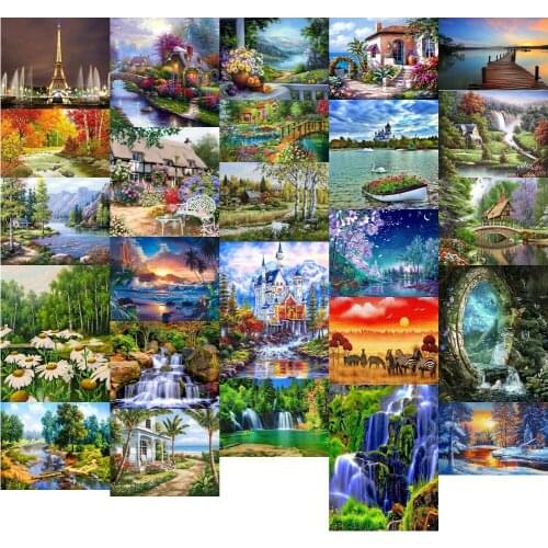 Landscape Hut Sheep Tree cross stitch kit people 18ct 14ct 11ct count canvas stitches embroidery DIY handmade needlework