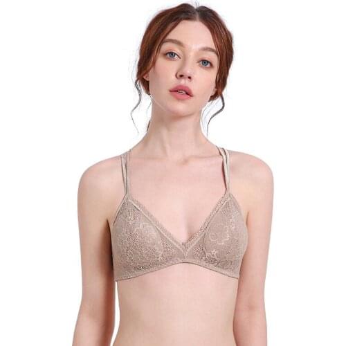 Sexy Lightweigh Non-steel Ring Double-shoulder Straps Non-breasted Lace Beautiful Back Triangle Cup Breathable Womens Underwear