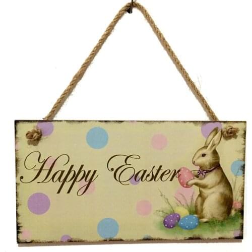 Festival Wood Easter Hanging Board Ornaments Bunny Wall Plaque Sign Vintage Rabbit Decorations For Home Door Decor Holiday Gift