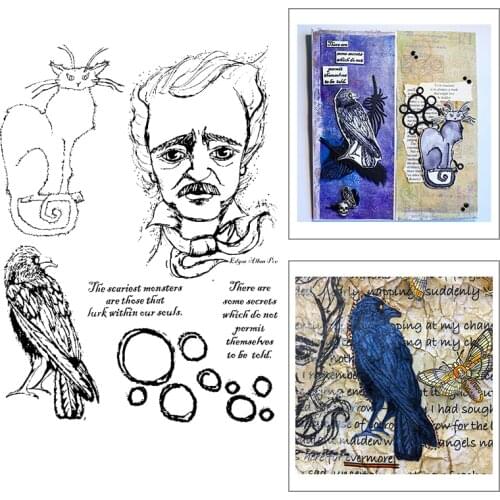 2021 New Halloween Crow and Cat Clear Stamps For DIY Craft Making English Word Greeting Card Scrapbooking No Metal Cutting Dies