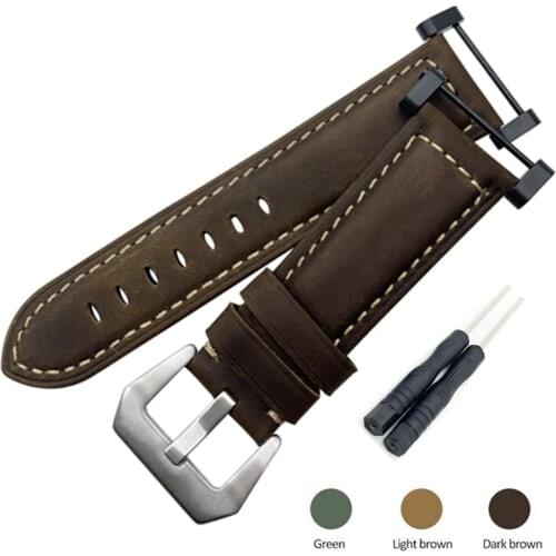 Crazy Horse Genuine Leather Watch band Strap With PVD Clasp + Adapter +Tool For Suunto Core Series watchband Replace