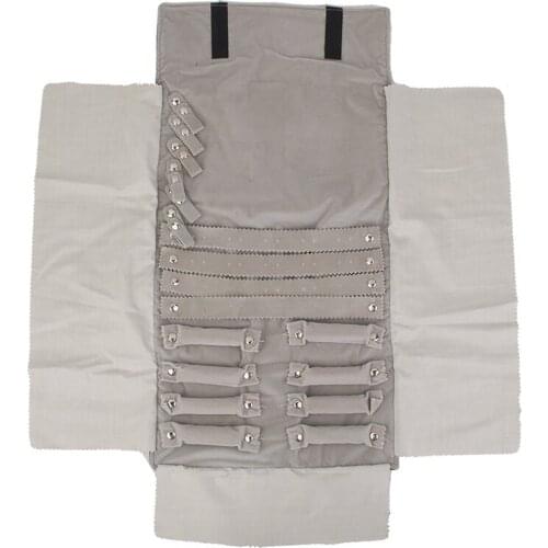 Luxury Velvet Jewellery Roll Ring Earrings Bracelet Display Organizer Pouch Grey