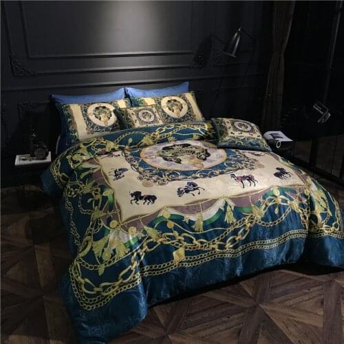 Bohemia style Luxury Egyptian cotton Silky Bedding set Queen King size 4pcs Duvet cover Bedsheet set Pillowcase