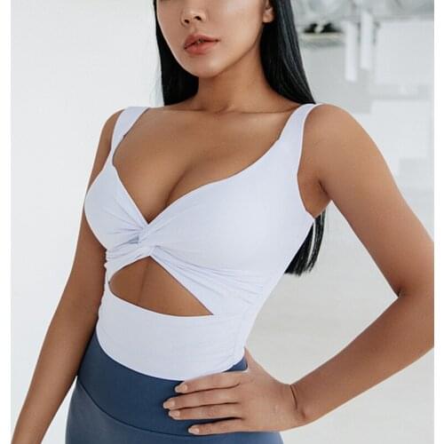 Sexy V Collar Pleated Design Sport Bra Women Hollow Gym Fitness Tops Beautiful Back Yoga Bra Workout Training Underwear Padded