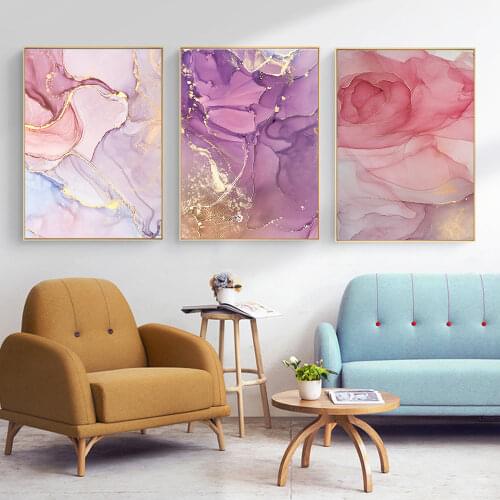 Nordic Colorful Golden Scandinavian Poster Modern Abstract Painting Canvas Wall Art Print Pictures for Living Room Home Decor