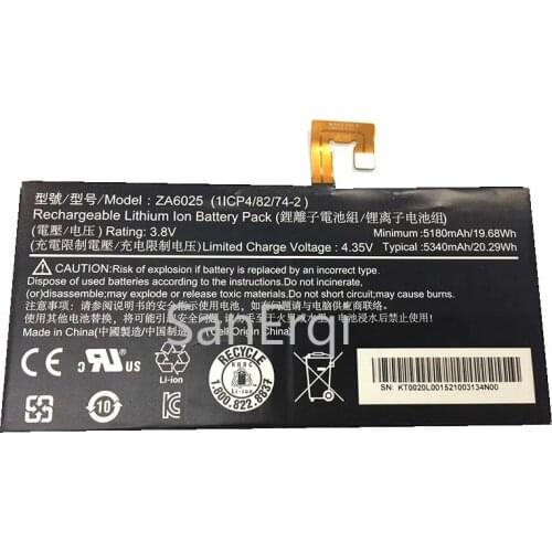 5340mAh / 20.29Wh ZA6025 Tablet Replacement Battery For Acer B3-A10-K154 B3-A10-K3BF Iconia One 10 B3-A10 1ICP4/82/74-2