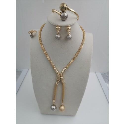 Dubai Wedding Jewelry Gold Color Jewelry Sets Romantic Color Design Jewelry Sets Necklace