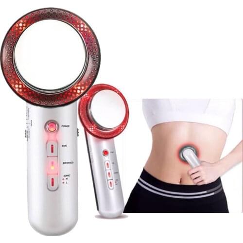Face Reduction 3 In 1 EMS Infrared Ultrasonic Body Massager Anti Cellulite Fat Burner Weight Loss Infrared Slimming Machine