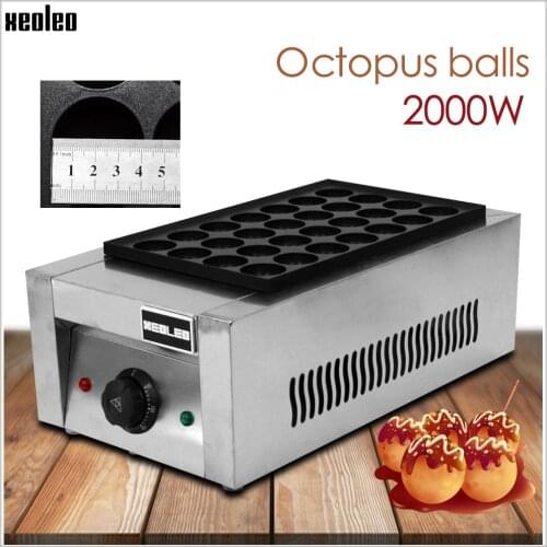 XEOLEO Takoyaki Ball Grill machine Double Plates Electric Fish ball furnace 2000W Commercial Octopus ball machine Non-stick pan