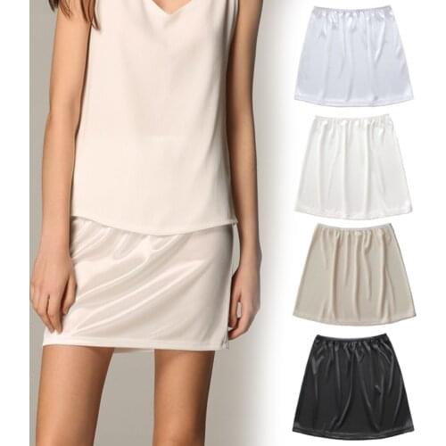 Women Black Bottom Anti-Permeable Skirt Lining Anti-Glare Silks Slip Skirt Good-Looking Hundred Towers College Style TT
