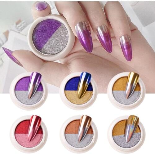 Women Nail Art Two-color Mirror Powder Titanium Glitter DIY Manicure Accessories Mirror Nail Glitter Powder Decoration Glitter