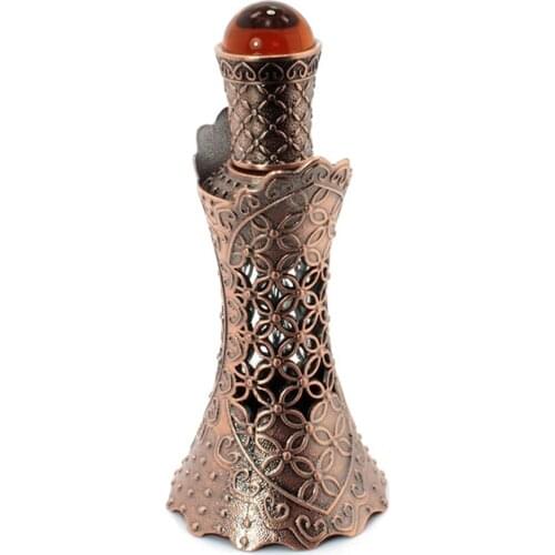 1pc Vintage Perfume Bottle Crystal & Metal 15ml Hollow Lace Waist Torch Shape Antique Brass Collectible Empty Glass Tube Gift