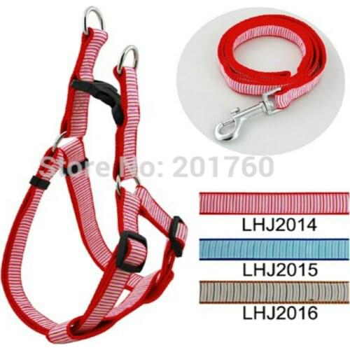 2cm Nylon color Classic Pet Stripes Print Harness Leash Lead Set (3 Colors) 3pcs/lot