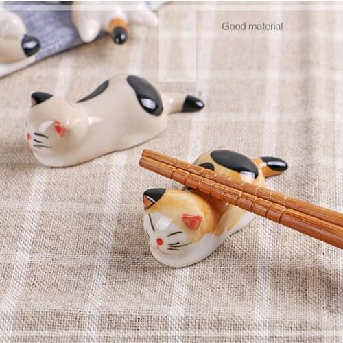 3PCS/Set Lucky Cat Chopstick Rest Ceramic Holder Japanese Ramen Chopstick Pillow Sushi Chopstick Rest Cute Kitchen Tableware