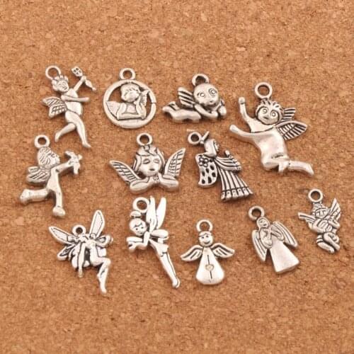 36PCS mix Angel Charm Beads Zinc Alloy Pendants Jewelry DIY Fit Bracelets Necklaces LM58
