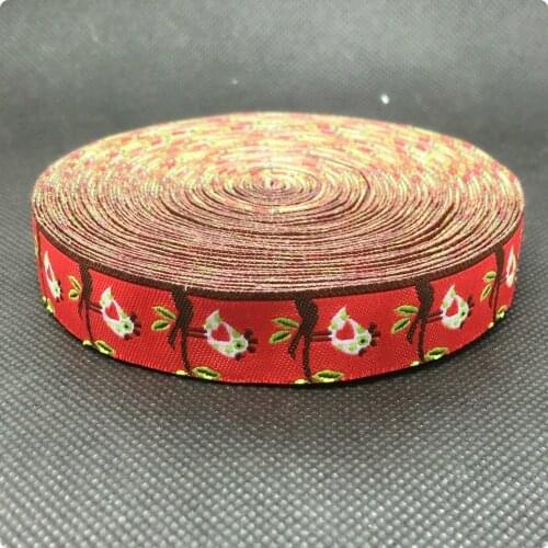 5/8"16mmX10yards/lot handmade accessories laciness ribbon Jacquard Ribbon with red love bird ZERZEEMOOY
