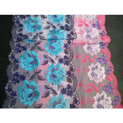 5Meters Flower Embroidered Lace Trim Bilateral Handmade DIY Clothes Wedding Dress Red Blue Fabric Accessories 2021