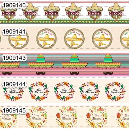 Winsome 50 Yards Mexico ribbon flowers Pattern Colorful Printed Grosgrain Ribbon DIY