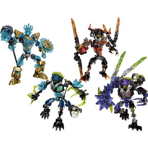 BIONICLE Ekimu Umarak Storm Qurke Beast Action Figures Building Block Robot Toys For Kids Gift Compatible Major Brand 4pcs/Set
