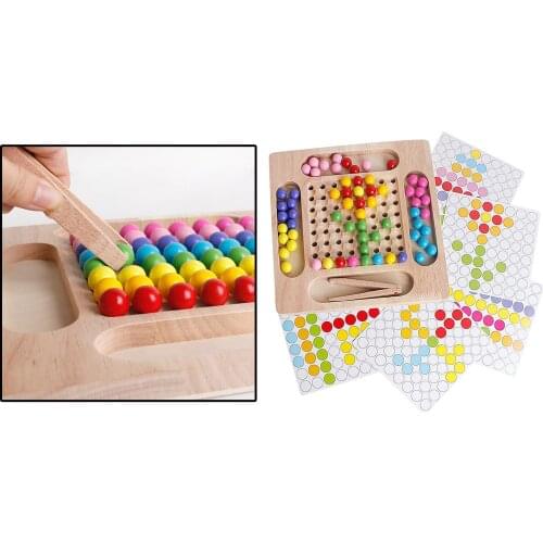 Wooden Clip Bead Age 3+ Preschool Learning Matching Toys Fine Motor Boy Girl