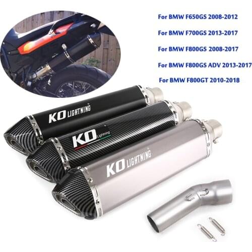 For BMW F650GS F700GS F800GS F800GS ADV F800GT Motorcycle Exhaust Mid Link Pipe Connect 470mm Muffler Tips Slip On
