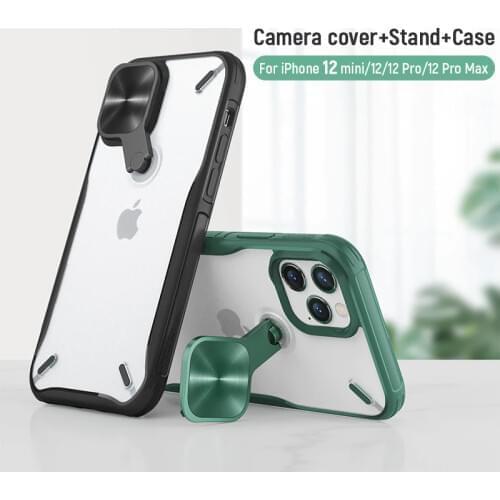 For iphone 12 mini case rubber bumper metal phone stand holder Nillkin for iPhone 12 Pro Max case Back Cover for iPhone 12 Pro