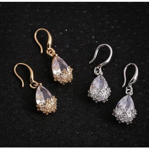 Elegant Water Drop Shaped Cubic Zirconia Crystal Bridal Long Earrings Luxury Wedding Jewelry For Brides Boho Jewelry Gifts