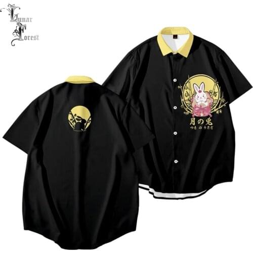 Cute Usagi Rabbit 3D Printing Unisex Shirt Women/Men Casual Short Sleeve Cool Loose Button Streetwear Anime Overclothes Oversize