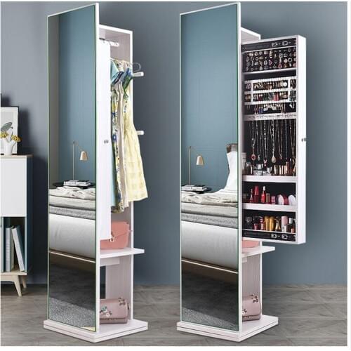 Dressing mirror, cloakroom, full body floor mirror, simple modern living room storage cabinet, multi-functional rotating fitting