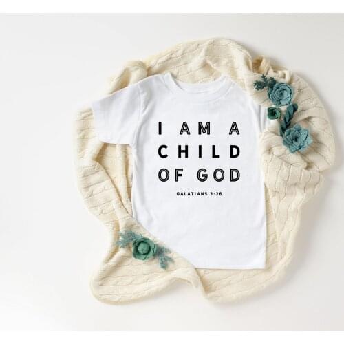 I Am A Child of God Baby & Kids T-Shirt Religious Toddler Shirt Christian Shirt Unisex Casual Short Sleeve Jesus T-shirt