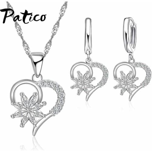 Original Design Heart Jewelry Sets 925 Sterling Silver Top Grade Cubic Zircon Stone Necklace Earrings for Wedding Party