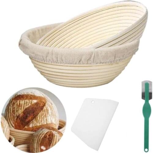 Natural Rattan Fermentation Basket Bread Dough With Cloth Cover Wicker Rattan Mass Proofing Proving Baskets Rattan DIY Tool
