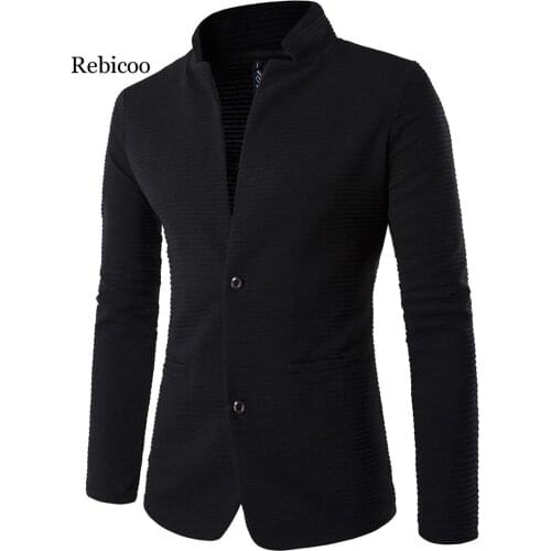 Suit Men Autumn Mens Wear Collarless Suit Style Trim Patchwork Fashion Coat Out Wear Clothing Casual Coat