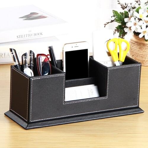 Creative fashion PU pen holder Multifunctional desktop office storage pen case