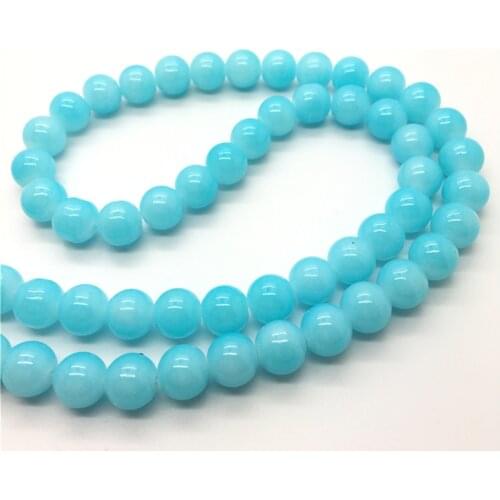 4 6 8 10mm Sky blue Glass Round Loose Beads DIY Bracelet Earrings Charms Necklace Beads For Jewelry Making #YL004