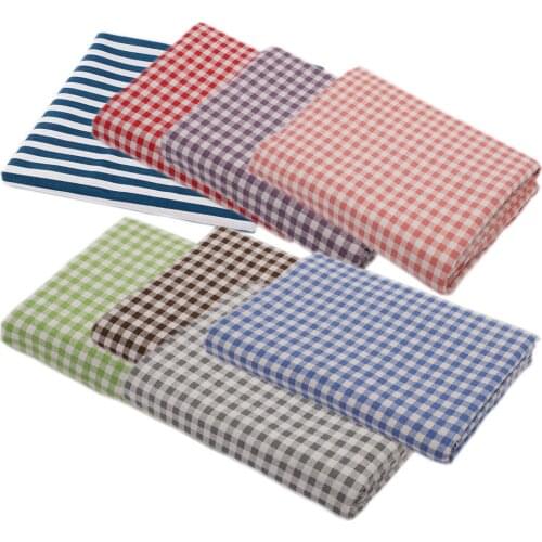 8pc Printed Mini plaids Pattern Stripe Linen Cotton Craft Fabric Bundle Patchwork DIY Sewing Quilting Handwork Cloth For Cushion