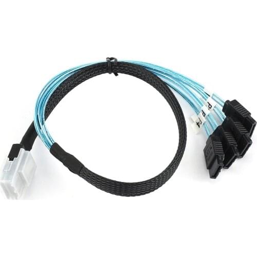 Mini SAS 4i SFF-8087 36P 36-Pin Male to 4 SATA 7-Pin Splitter Adapter Cable 0.5M Connecter Support for 10 GBPs Band