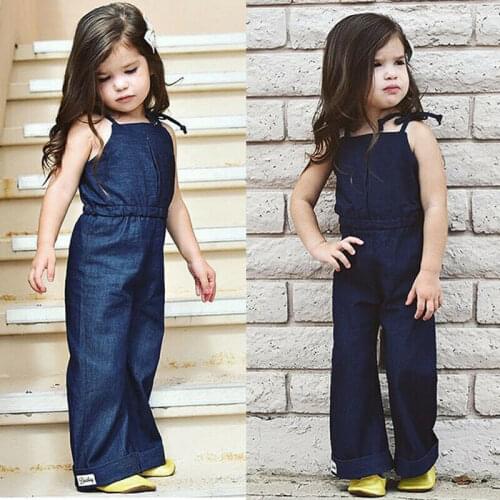 Fashion Newborn Kid Baby Girls Denim Overalls Strap Romper Jumpsuit Outfits Clothes 1-7Y