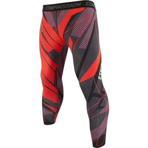 Men Red Wave Point Breathable Running Leggings Sport Jogging Training Tights Male Fitness Workout Pants Mens Sports Trousers