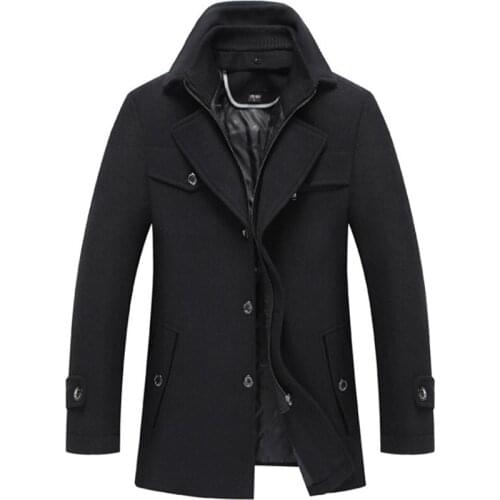 New Men Wool Overcoat Winter Coat Business Casual Thick Mens Woolen Jackets Slim Fit Trench Coat Male Luxury Clothing