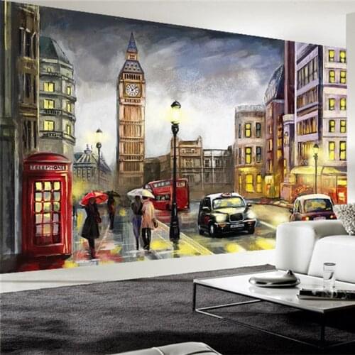 Custom Any Size Mural Wallpaper 3D Architecture Street Landscape Oil Painting Art Decorative Painting Living Room Cafe Wallpaper