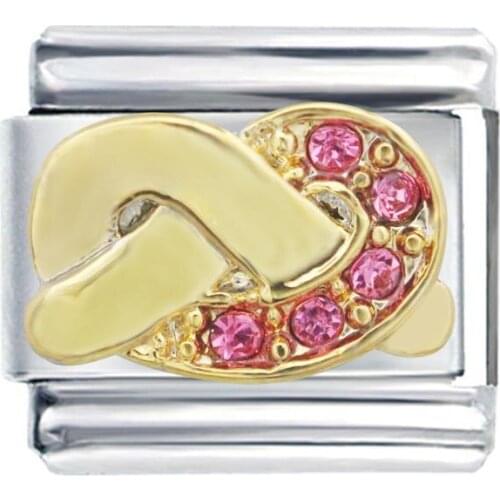 Stainless Steel Composable Charm Jewelry 9mm Crystal 12 BirthstoneS Knot Italian Charm Link Bracelet Fit Zoppini