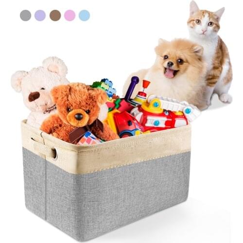 Personalized Pet Dog Toy Storage Basket Dog Canvas Bag Foldable Pet Toys Linen Storage Box Bins Dog Accessories Pet Supplies