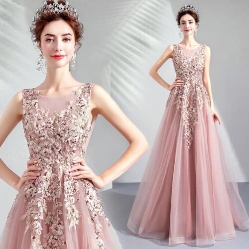 3333 Mariage Prom Dress With 3D Flowers Appliques Beading Three Quarter Sleeve Formal Party Prom Gowns