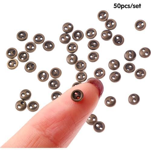 50 pcs Mini Metal Buttons Handmade Sewing Button 2-Holes Doll Buttons DIY Doll Clothes Accessories