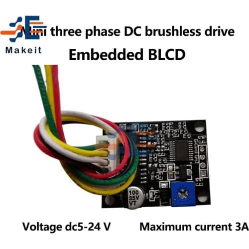 DC 6-20V 60W BLDC 3-Phase Brushless Motor Driver Hallless DC Motor Drive Board Speed Controller Module with Adapter Cable