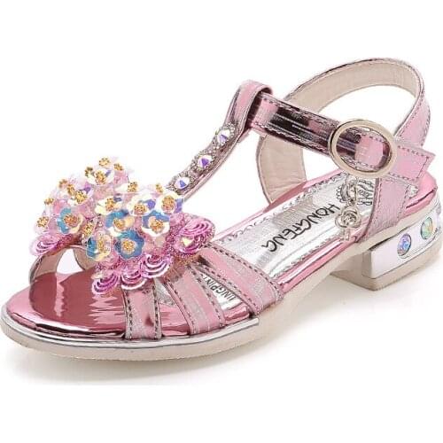 Girls sandals summer new fashion Korean Sophia forzen princess shoes crystal soft bottom childrens beach shoes