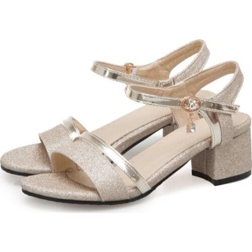 Big Size 9 10 11-19 high heels sandals women shoes woman summer ladies Open toe with crystal sequins