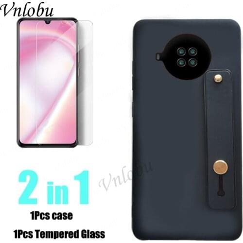 2 IN1 Wrist Strap Phone Holder Silicone Case For Cubot Note 20 R15 Pro Finger Grip Hand Band Back Cover With Tempered Glass Film