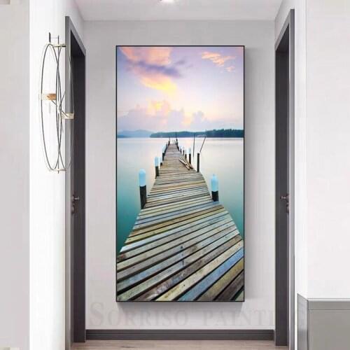 Modern Bridge Scenery On Sea Corridor Canvas Painting Wall Art Posters And Prints Pictures For Living Room Home Hallway Decor